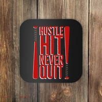 Hustle Hit Never Quit Baseball Saying Practice Workout Fan Coaster thumb 0