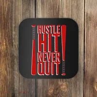 Hustle Hit Never Quit Baseball Saying Practice Workout Fan Coaster thumb 0