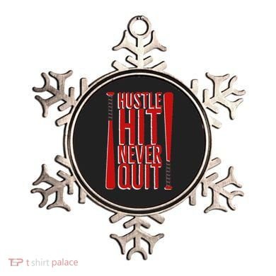 Hustle Hit Never Quit Baseball Saying Practice Workout Fan Ornament