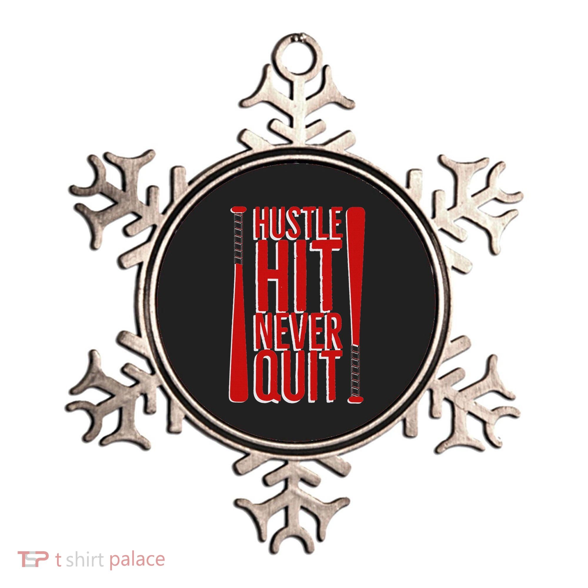 Hustle Hit Never Quit Baseball Saying Practice Workout Fan Ornament