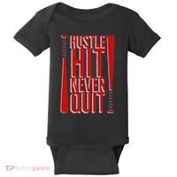 Hustle Hit Never Quit Baseball Saying Practice Workout Fan Baby Bodysuit thumb 0