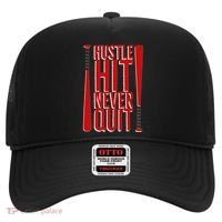 Hustle Hit Never Quit Baseball Saying Practice Workout Fan Hat thumb 0