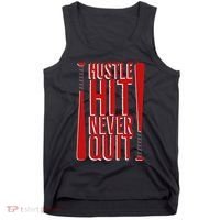 Hustle Hit Never Quit Baseball Saying Practice Workout Fan Tank Top thumb 0