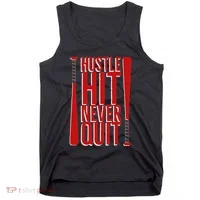 Hustle Hit Never Quit Baseball Saying Practice Workout Fan Tank Top thumb 0