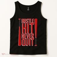 Hustle Hit Never Quit Baseball Saying Practice Workout Fan Tank Top thumb 2