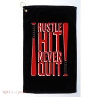 Hustle Hit Never Quit Baseball Saying Practice Workout Fan Golf Towel thumb 0