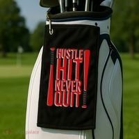 Hustle Hit Never Quit Baseball Saying Practice Workout Fan Golf Towel thumb 2
