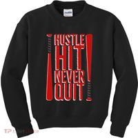 Hustle Hit Never Quit Baseball Saying Practice Workout Fan Kids Sweatshirt thumb 0