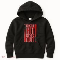 Hustle Hit Never Quit Baseball Saying Practice Workout Fan Kids Hoodie thumb 0