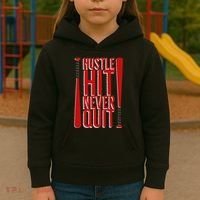 Hustle Hit Never Quit Baseball Saying Practice Workout Fan Kids Hoodie thumb 3