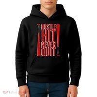 Hustle Hit Never Quit Baseball Saying Practice Workout Fan Kids Hoodie thumb 4