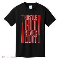 Hustle Hit Never Quit Baseball Saying Practice Workout Fan Kids T-Shirt thumb 0