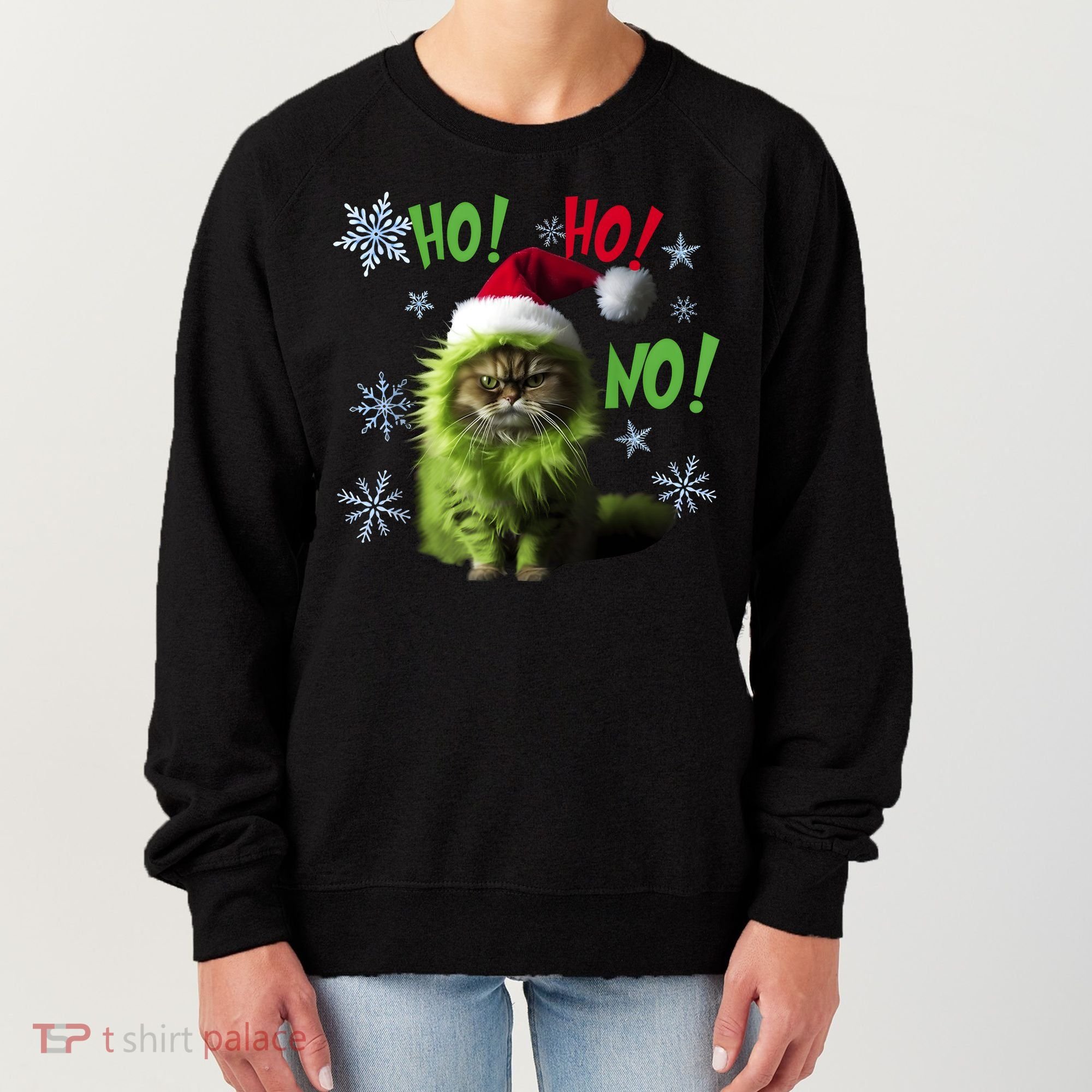 Ho Ho No Funny Bad Cat Christmas Women's Sweatshirt
