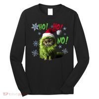 Ho Ho No Funny Bad Cat Christmas Long Sleeve Shirt thumb 0