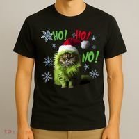 Ho Ho No Funny Bad Cat Christmas T-Shirt thumb 3