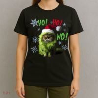 Ho Ho No Funny Bad Cat Christmas T-Shirt thumb 4