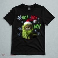 Ho Ho No Funny Bad Cat Christmas T-Shirt thumb 5