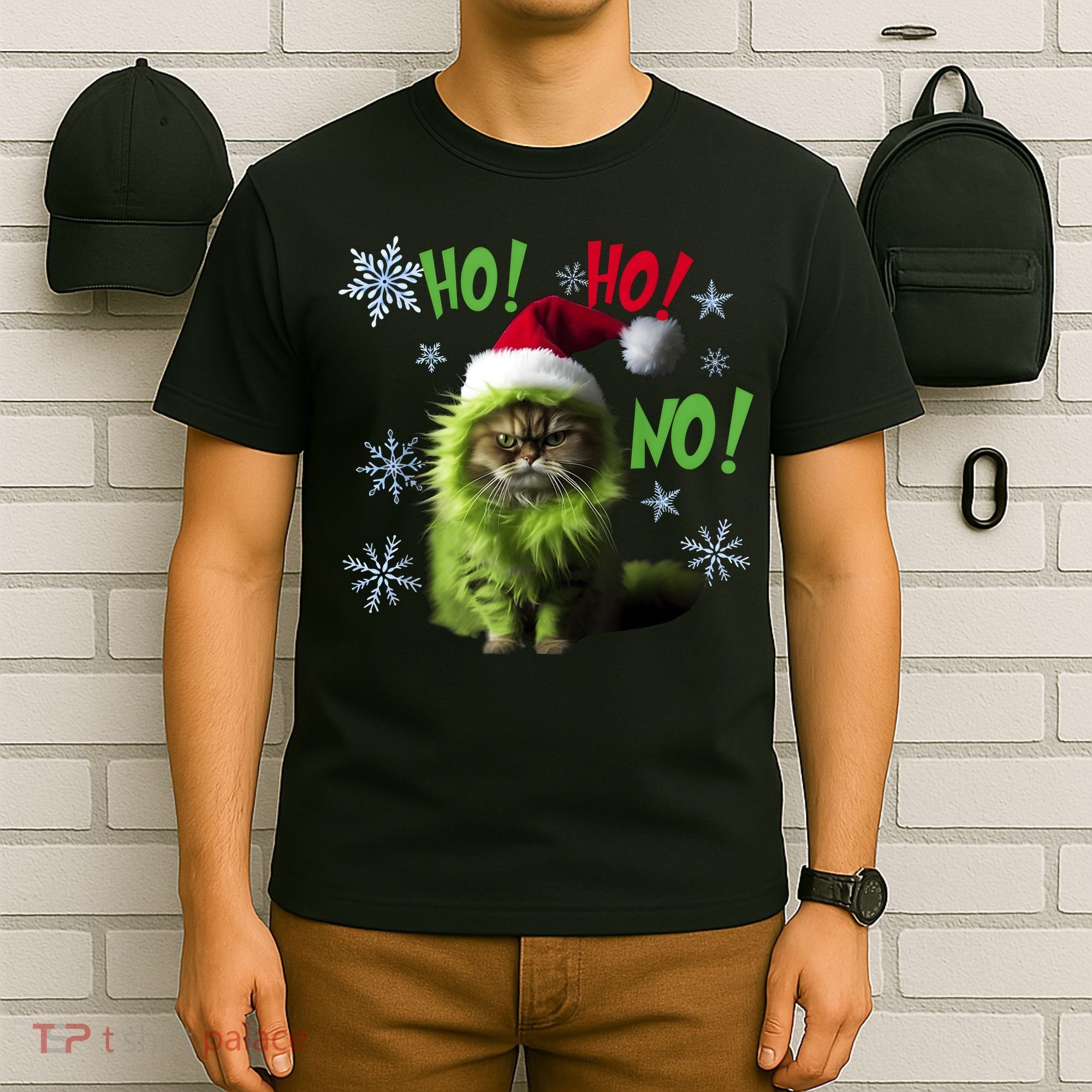Ho Ho No Funny Bad Cat Christmas T-Shirt