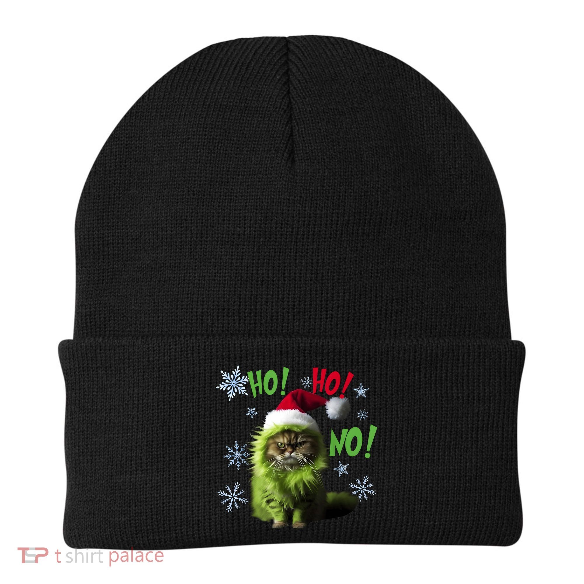 Ho Ho No Funny Bad Cat Christmas Beanie