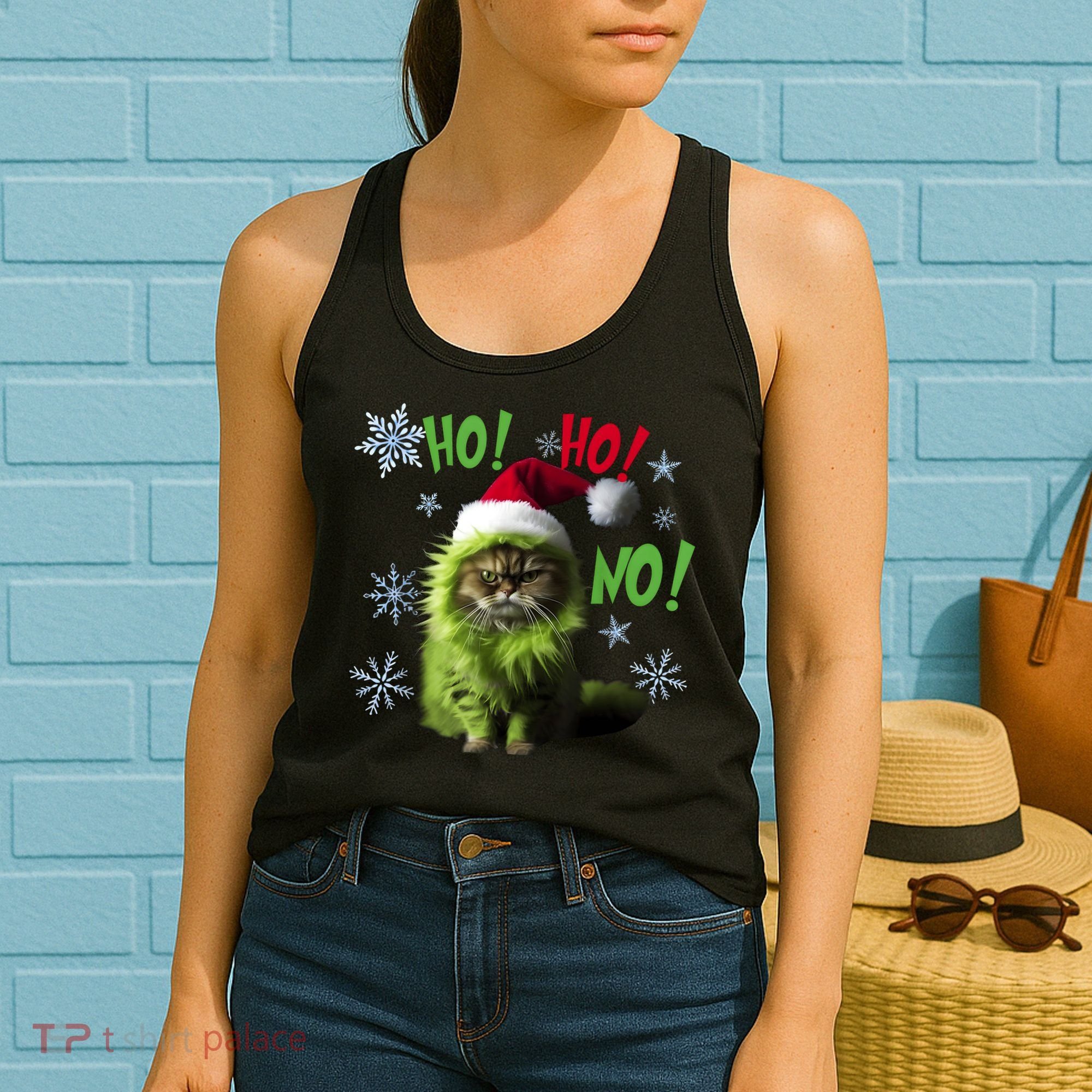 Ho Ho No Funny Bad Cat Christmas Women's Tank Top
