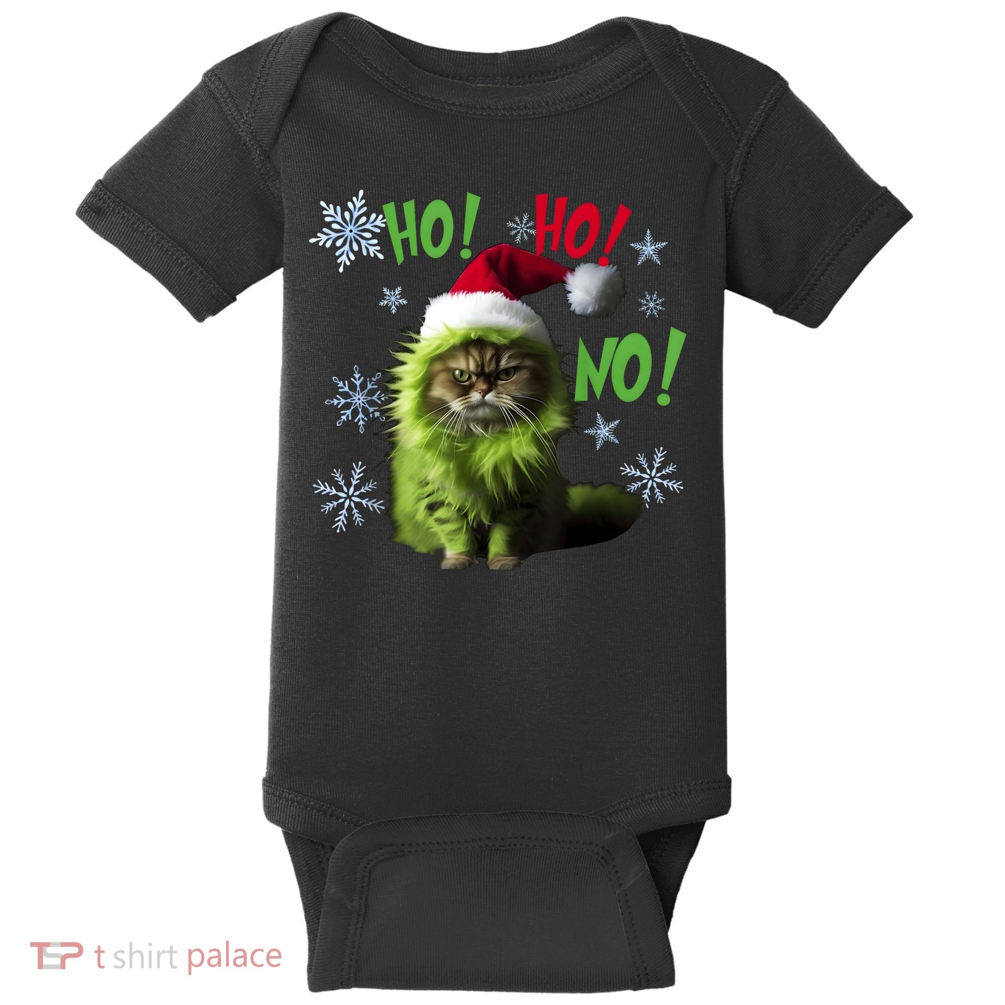 Ho Ho No Funny Bad Cat Christmas Baby Bodysuit