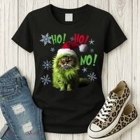 Ho Ho No Funny Bad Cat Christmas Women's T-Shirt thumb 3
