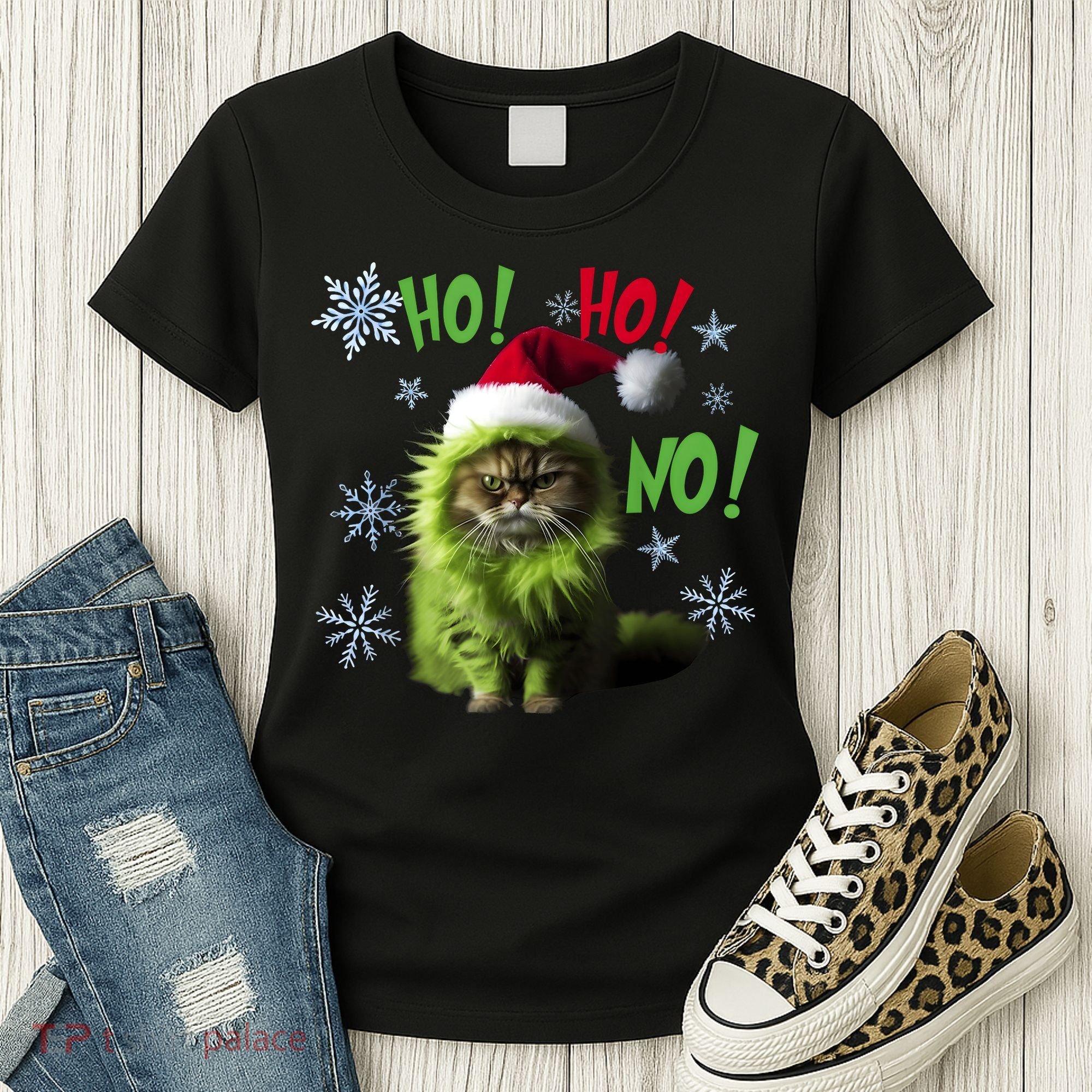 Ho Ho No Funny Bad Cat Christmas Women's T-Shirt