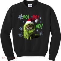 Ho Ho No Funny Bad Cat Christmas Kids Sweatshirt thumb 0