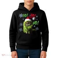 Ho Ho No Funny Bad Cat Christmas Kids Hoodie thumb 4