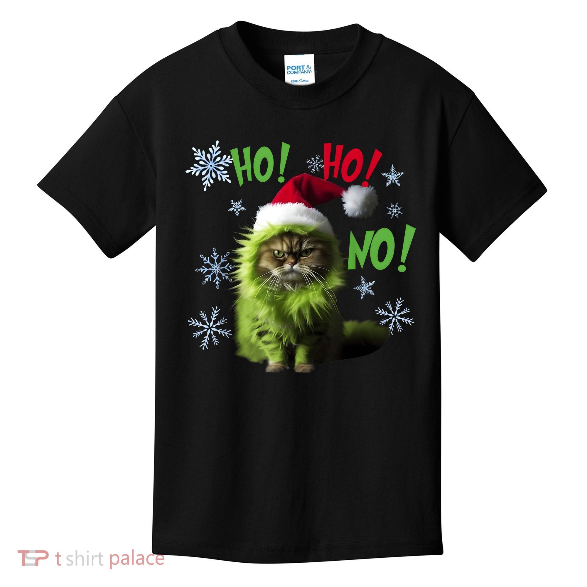 Ho Ho No Funny Bad Cat Christmas Kids T-Shirt