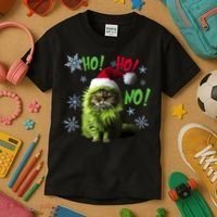 Ho Ho No Funny Bad Cat Christmas Kids T-Shirt thumb 3