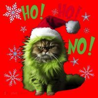 Ho Ho No Funny Bad Cat Christmas Santa Hat thumb 1