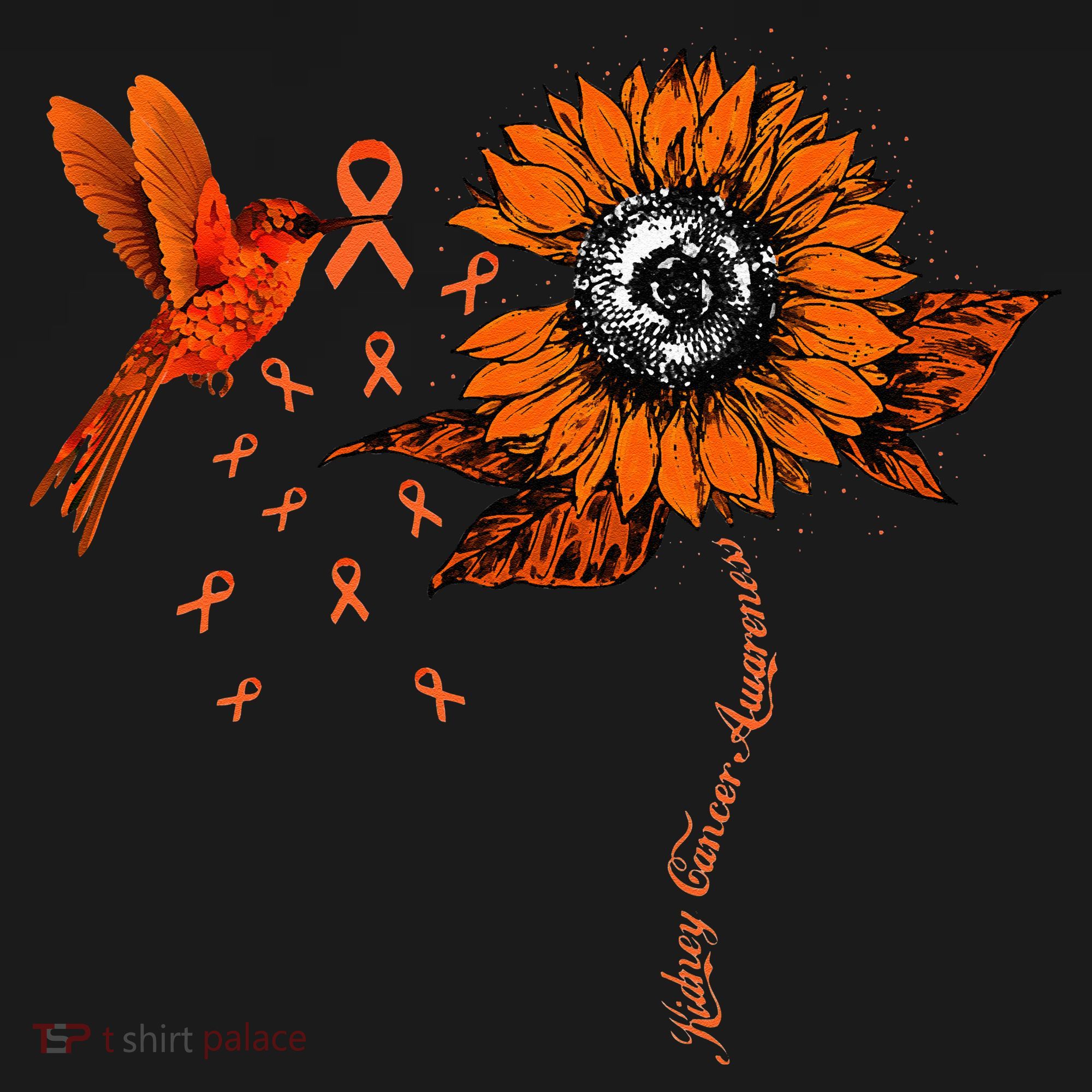 Hummingbird Holding Orange Ribbon Kidney Cancer Awareness Sweatshirt