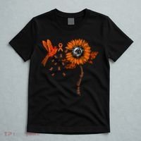 Hummingbird Holding Orange Ribbon Kidney Cancer Awareness T-Shirt thumb 5
