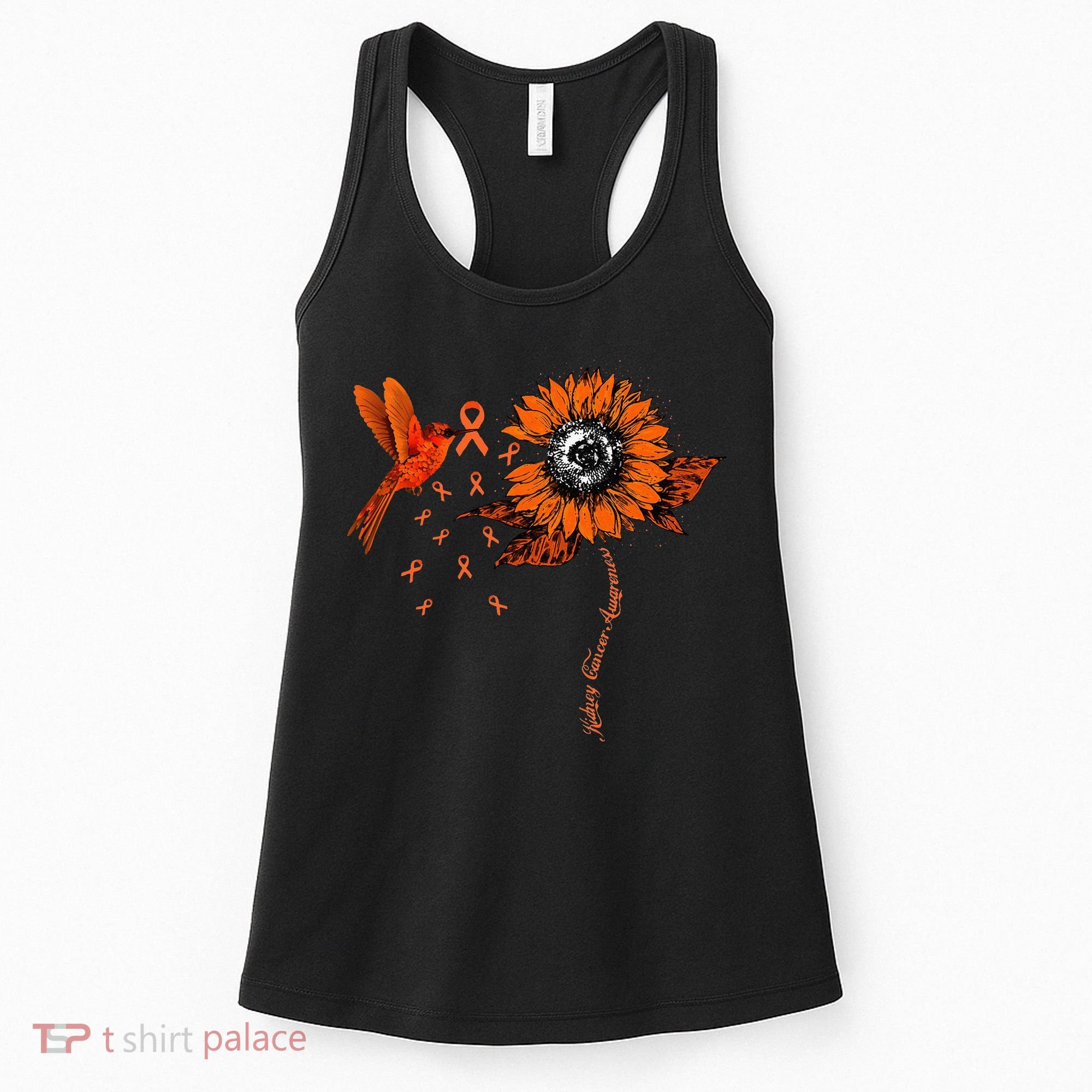Hummingbird Holding Orange Ribbon Kidney Cancer Awareness Women's Tank Top