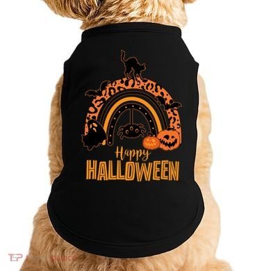 Happy Halloween Orange Patterned Rainbow Doggie Tank