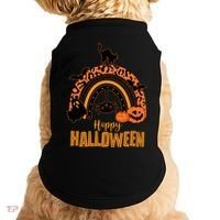 Happy Halloween Orange Patterned Rainbow Doggie Tank thumb 0