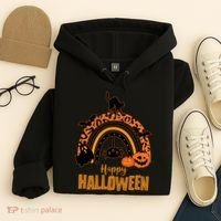 Happy Halloween Orange Patterned Rainbow Hoodie thumb 4