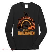 Happy Halloween Orange Patterned Rainbow Long Sleeve Shirt thumb 0