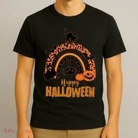 Happy Halloween Orange Patterned Rainbow T-Shirt thumb 3
