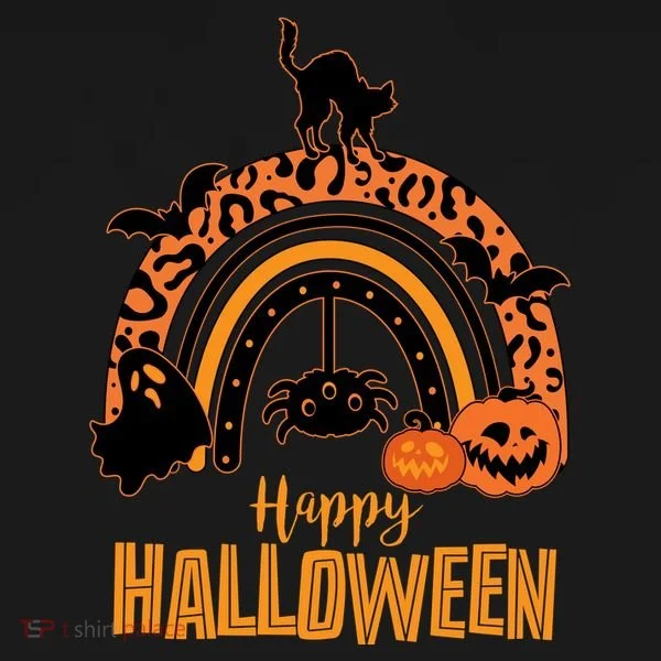 Happy Halloween Orange Patterned Rainbow Bucket Hat
