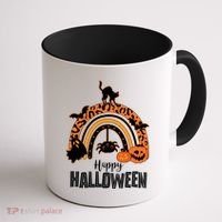 Happy Halloween Orange Patterned Rainbow Coffee Mug thumb 1