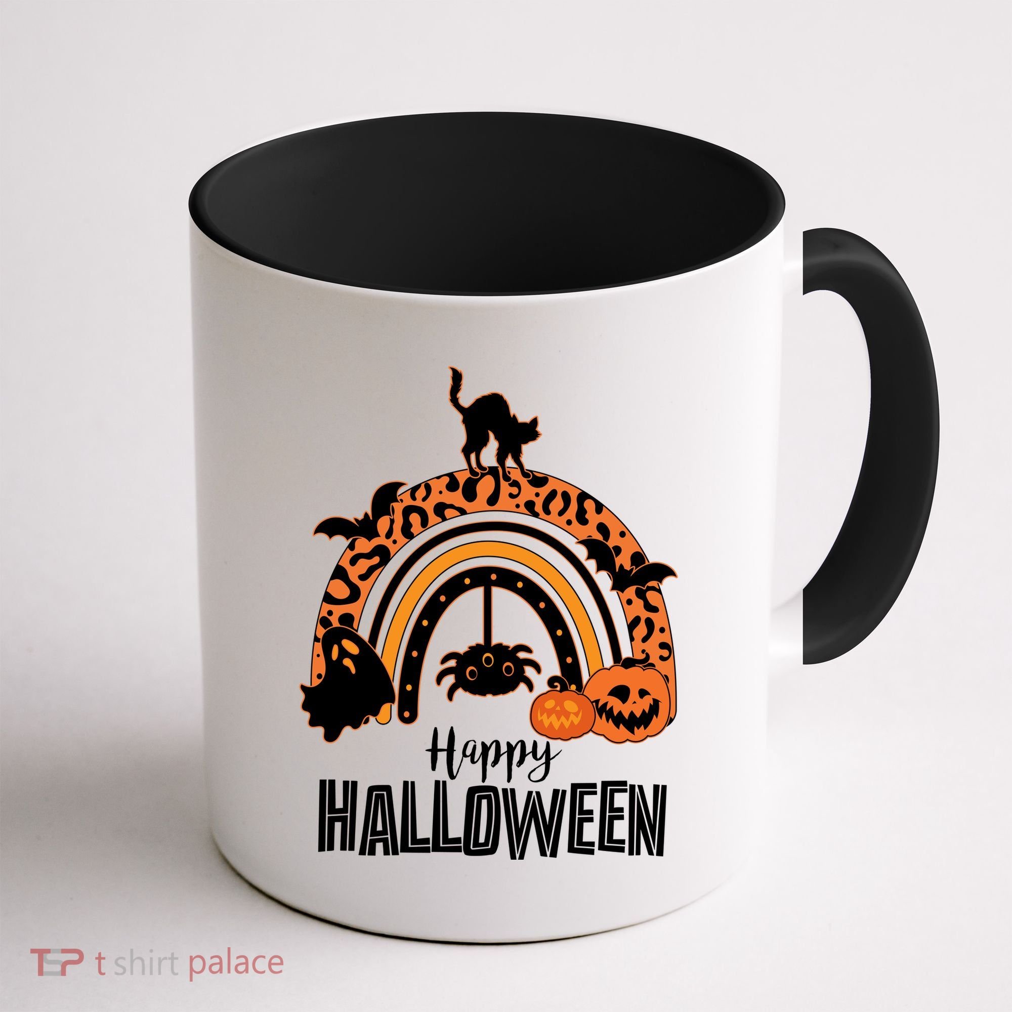 Happy Halloween Orange Patterned Rainbow Coffee Mug