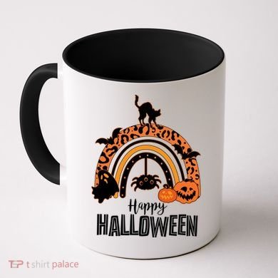 Happy Halloween Orange Patterned Rainbow Coffee Mug