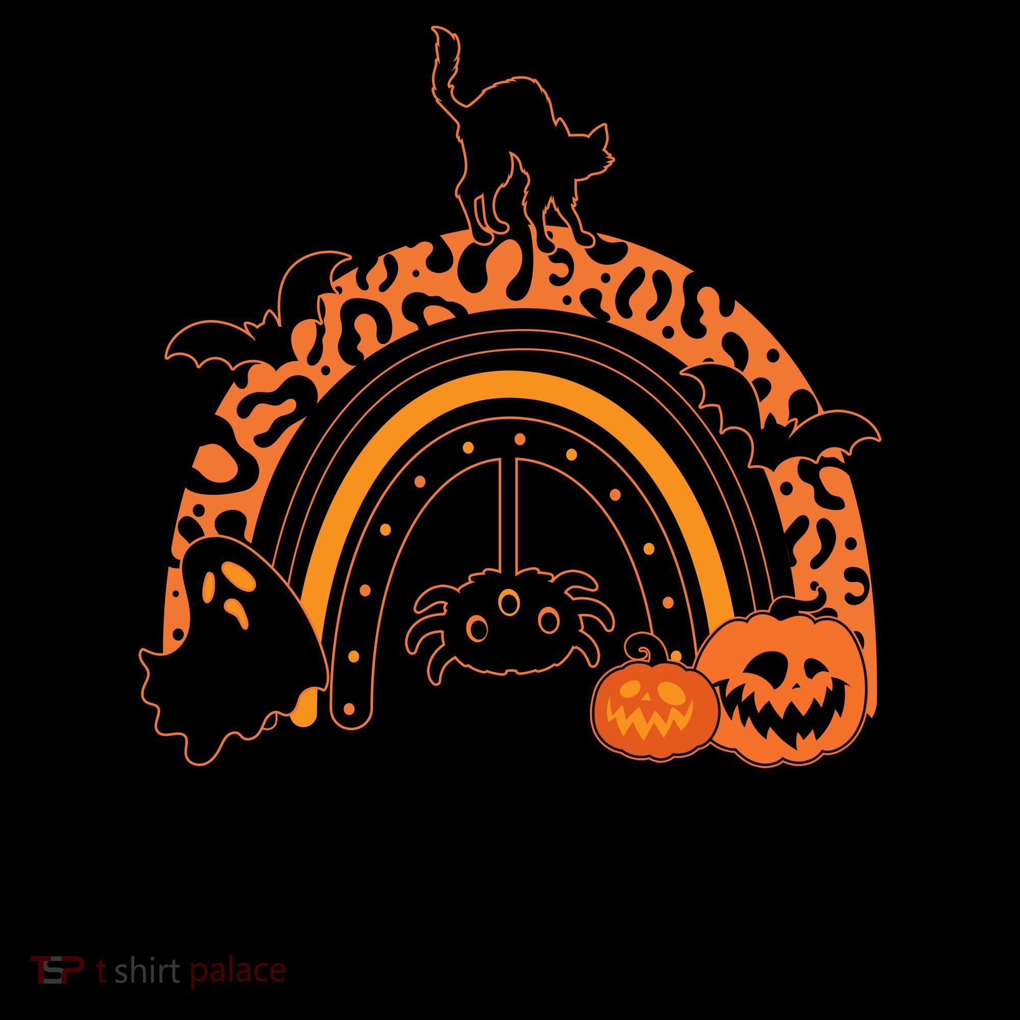 Happy Halloween Orange Patterned Rainbow Coffee Mug