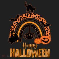 Happy Halloween Orange Patterned Rainbow Beanie thumb 2