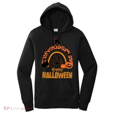 Happy Halloween Orange Patterned Rainbow Women's Hoodie