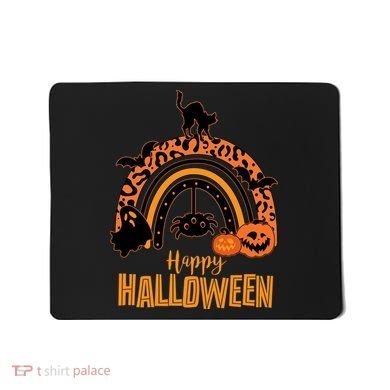 Happy Halloween Orange Patterned Rainbow Mousepad