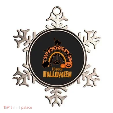 Happy Halloween Orange Patterned Rainbow Ornament
