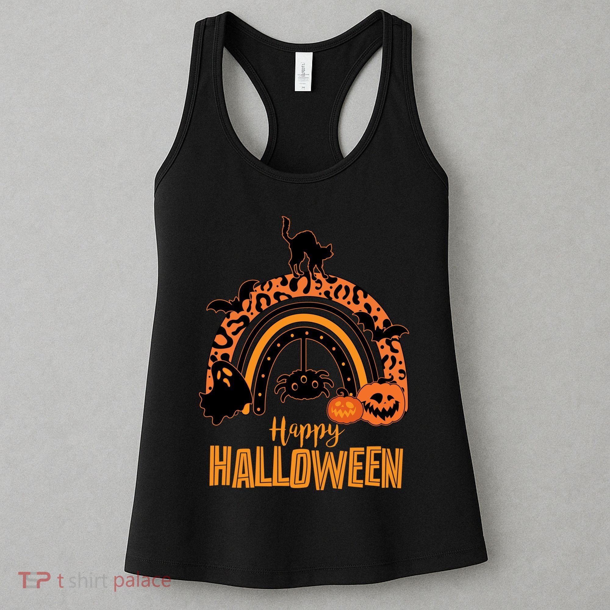 Happy Halloween Orange Patterned Rainbow Women's Tank Top